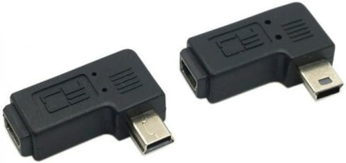 cablecc 2pcs 90 Degree Left & Right Angled Mini USB 5 Pin Male to Female Extension Adapter