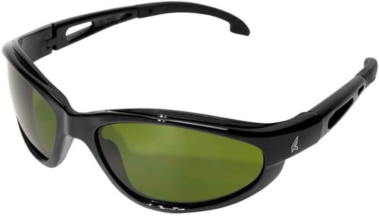 Edge SW11-IR3 Dakura Wrap-Around Safety Glasses, Anti-Scratch, Non-Slip, UV 400, Military Grade, ANSI/ISEA & MCEPS Compliant, 5.04" Wide, Black Frame / IR3 Light Welding Lens