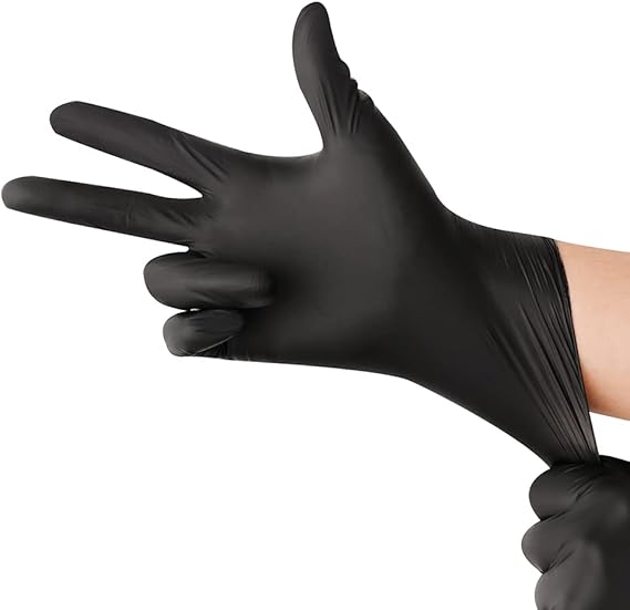Black Disposable Nitrile Latex & Powder Free 6-Mil Gloves 100 Count, Textured, Mechanic Wearing, Cleaning, Food Black Medium