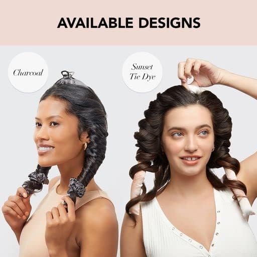 Kitsch Satin Heatless Hair Curler Set - Heatless Curls Overnight, Hair Rollers for Soft Curls & Frizz-Free Styling, No Heat Curlers To Sleep in, Curling Rod Headband with 2 Scrunchies - Sunset Tie Dye