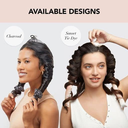 Kitsch Satin Heatless Hair Curler Set - Heatless Curls Overnight, Hair Rollers for Soft Curls & Frizz-Free Styling, No Heat Curlers To Sleep in, Curling Rod Headband with 2 Scrunchies - Sunset Tie Dye