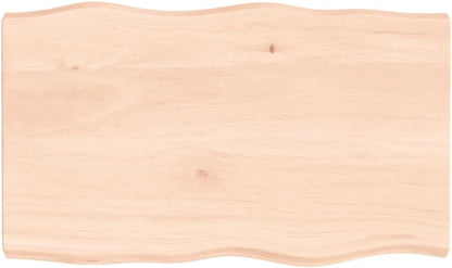 Homgoday 100 x 60 cm Solid Oak Wood Tabletop, Live Edge Design, Replacement Coffee Table, Dining Table, Desktop Surface for Home & Office Use