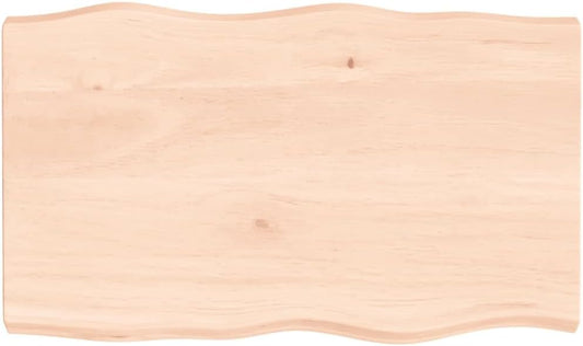Homgoday 100 x 60 cm Solid Oak Wood Tabletop, Live Edge Design, Replacement Coffee Table, Dining Table, Desktop Surface for Home & Office Use
