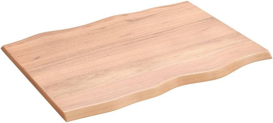 Homgoday Solid Oak Wood Tabletop, Light Brown, 80 x 60 x 2 cm, Live Edge Design, Replacement for Coffee Table, Dining Table, Desktop, Kitchen Countertop