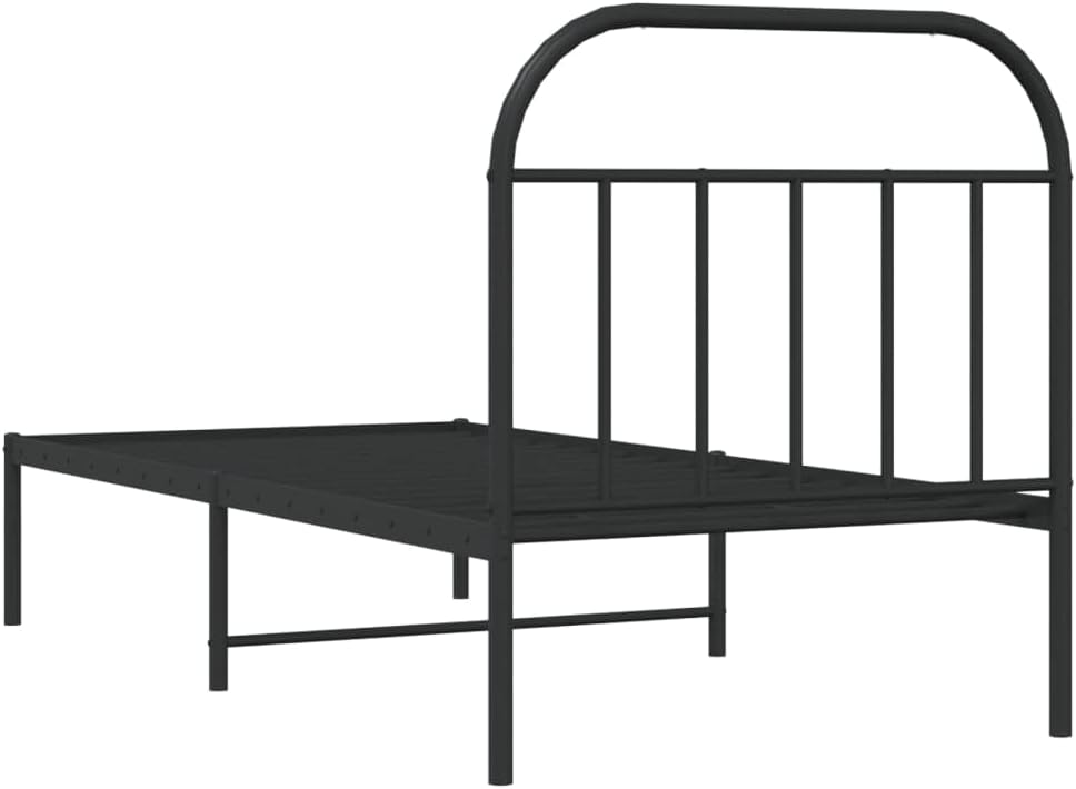 JUNZAI Giroletto con Testiera in Metallo Nero 90x190 cm,Mobili,Letti e Accessori,Letti e telai per Letti