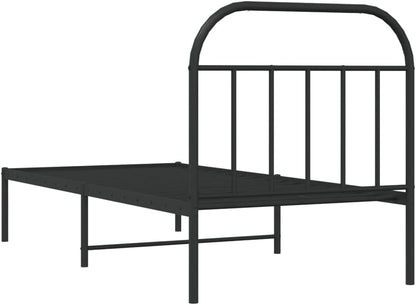 JUNZAI Giroletto con Testiera in Metallo Nero 90x190 cm,Mobili,Letti e Accessori,Letti e telai per Letti