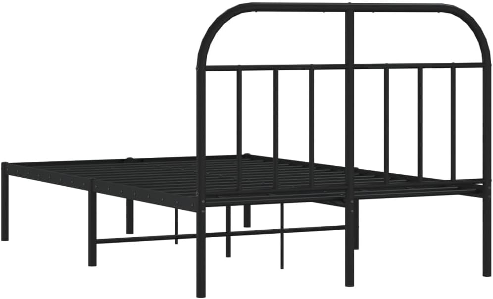 JUNZAI Giroletto con Testiera in Metallo Nero 120x200 cm,Mobili,Letti e Accessori,Letti e telai per Letti