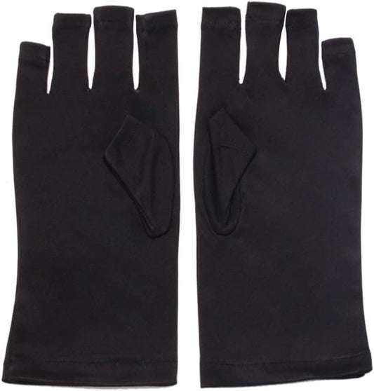 VOLLUCK 1 Pairs Anti-UV Shield Glove, UPF50+ Fingerless UV Protection Glove for UV and LED Manicure Lamps Dryer Nail Art Skin Care Glove (Black)