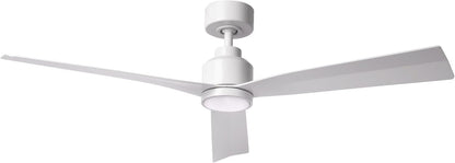 WAC Smart Fans Clean Indoor and Outdoor 3-Blade Smart Home Ceiling Fan 52in Matte White with 3000K LED Light Kit and Remote Control works with Alexa and iOS or Android App