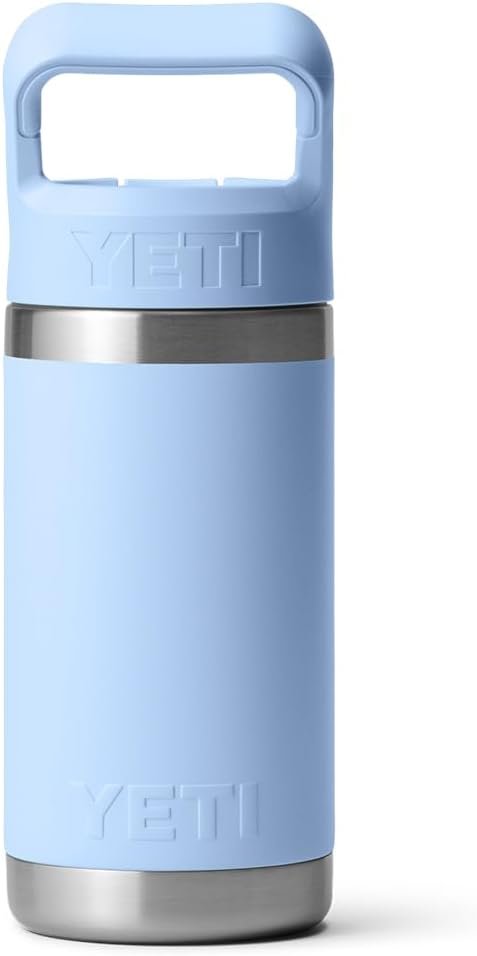 YETI Rambler Jr. 12 oz Kids Bottle, with Straw Cap, Big Sky Blue