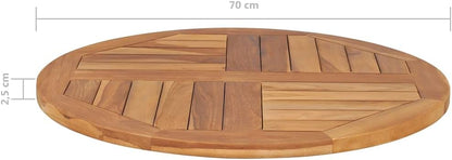 vidaXL Solid Teak Wood Table Top Home Furniture Replacement Cake Board Dining Room Kitchen Dinner Garden Coffee Side Tabletop Round 2.5cm 70cm