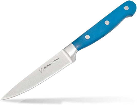 DURA LIVING 3.5 Inch Paring Knife – Essential High Carbon Stainless Steel, Razor-Sharp, Multipurpose Small Kitchen Knife, Ergonomic Handle, Perfect for Precision Tasks, Royal Blue