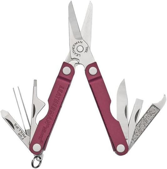 LEATHERMAN, Micra, Keychain Multi-Tool with Grooming Tools, Mini Pocketknife for Everyday Carry (EDC), Hobbies & Outdoors, Built in The USA, Black Cherry
