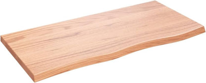 vidaXL Light Brown Solid Oak Wood Table Top, Treated Wood, Handcrafted with Live Edge, Replacement Board for Personal and Commercial Use