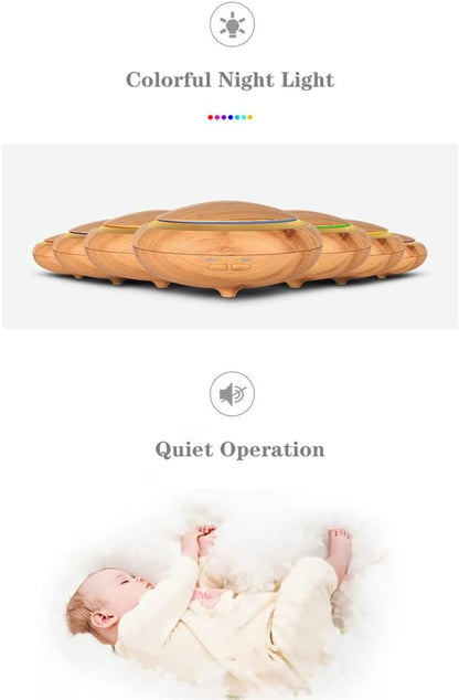 150ML Ultrasonic Air Humidifier Remote Control Aroma Essential Oil Diffuser with 7 Color LED Light for Home Office Car (A)