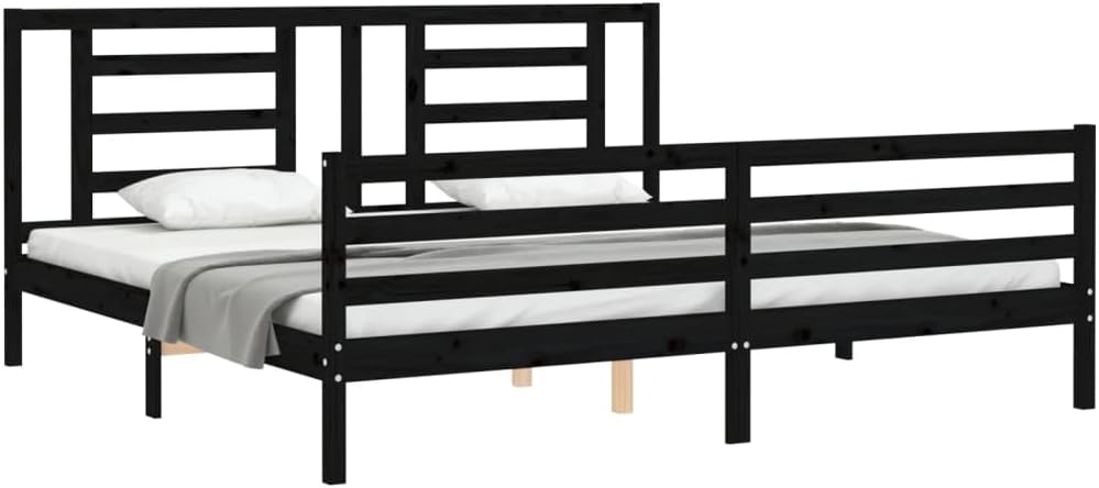WSJHUHK Mobili,Letti & Accessori,Letti & Telai,Telaio letto senza materasso Nero 200x200 cm Legno Massello