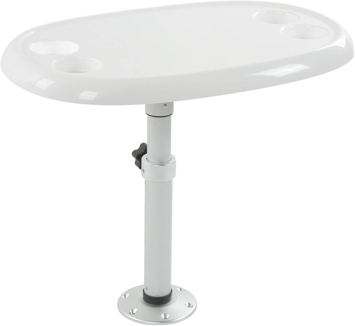 Removable Rectangular Marine RV Table, 680x410mm Oval Table Top Boat Dining Table with 4 Cup Holders Removable Office Desk Rectangle White Humanized for Camper RV Yacht