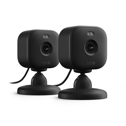 Introducing Blink Mini 2 â€” Plug-in smart home security camera, motion detection, HD night view in colour, built-in spotlight, two-way audio, Works with Alexa â€” 2 Cameras (Black)