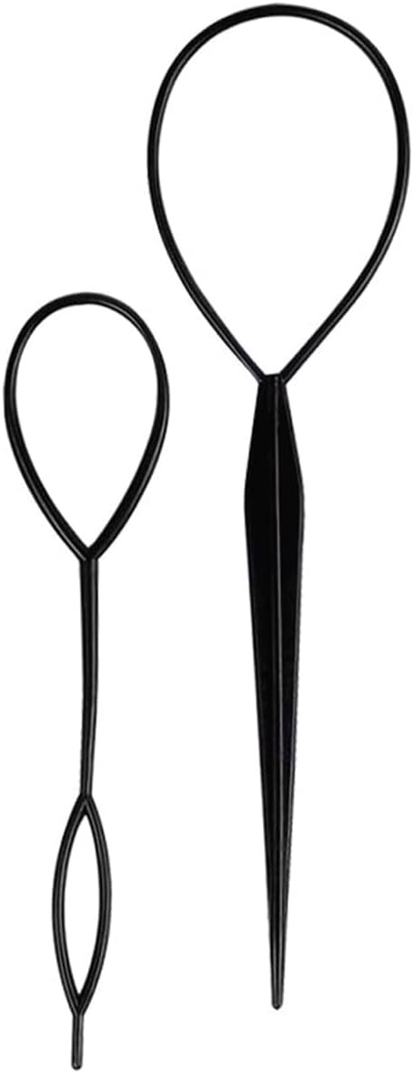 Trimming Shop Topsy Hair Braid Tool Ponytail Ring Styling Maker for Girls Women, DIY Hair Twist Fashion Accessory, 2pcs – Black