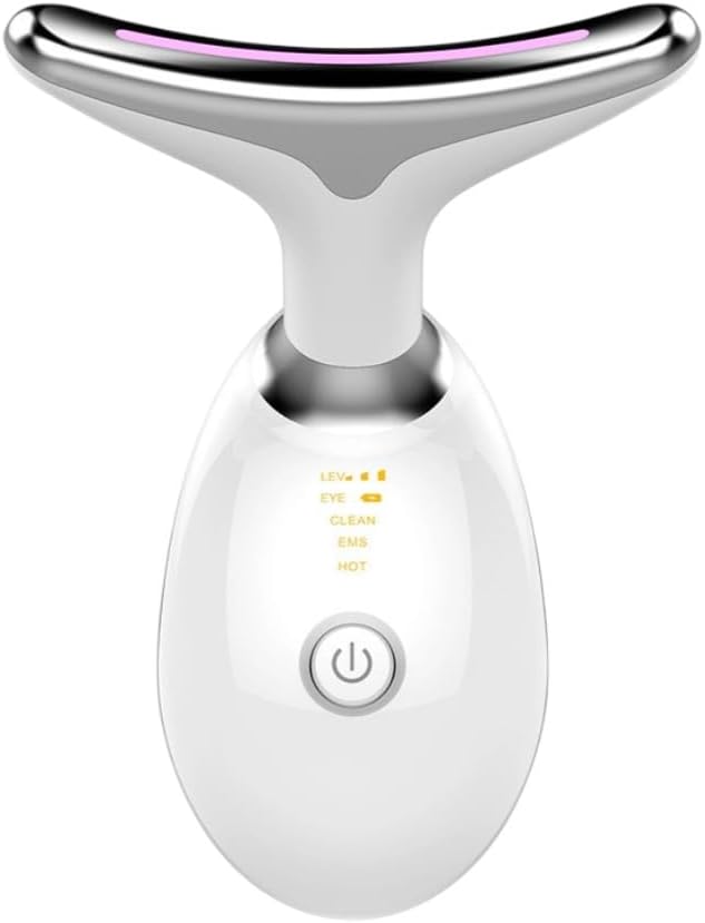 Poemtian Portable Neck and Face Massager, Multifunctional Facial Massage Tool, Micro Glow Face Sculptor, 7 Color Led Face Neck Massager for Skin Care Routine At Home, Easy To Use