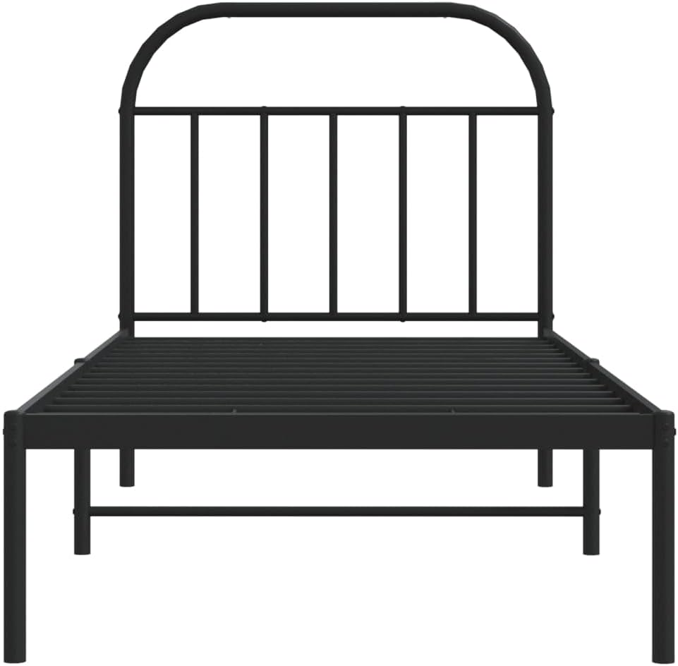 JUNZAI Giroletto con Testiera in Metallo Nero 90x190 cm,Mobili,Letti e Accessori,Letti e telai per Letti