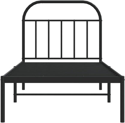 JUNZAI Giroletto con Testiera in Metallo Nero 90x190 cm,Mobili,Letti e Accessori,Letti e telai per Letti
