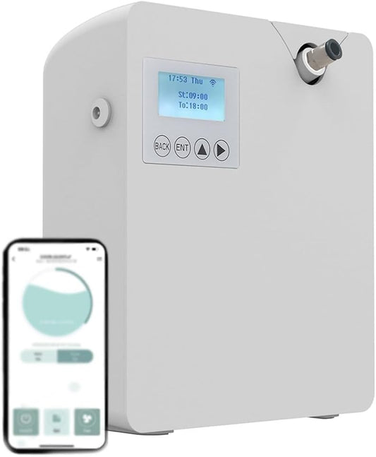 Smart Scent Air Machine, Wall-Mounted Air Scent Diffuser, 300ML Oil Waterless Condensation Nebulization, Bluetooth WiFi Aromatherapy Diffuser App Control with Timer, for Home, Office, Hotel (Color :