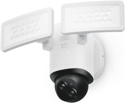 eufy Security Floodlight Camera E340 Wired, Security Camera Outdoor, 360Â° Pan & Tilt, 24/7 Recording, 2.4G/5G Wi-Fi, 2000 LM, Motion Detection, Built-In Siren, Dual Cam, HB3 Compatible, No Monthly Fee