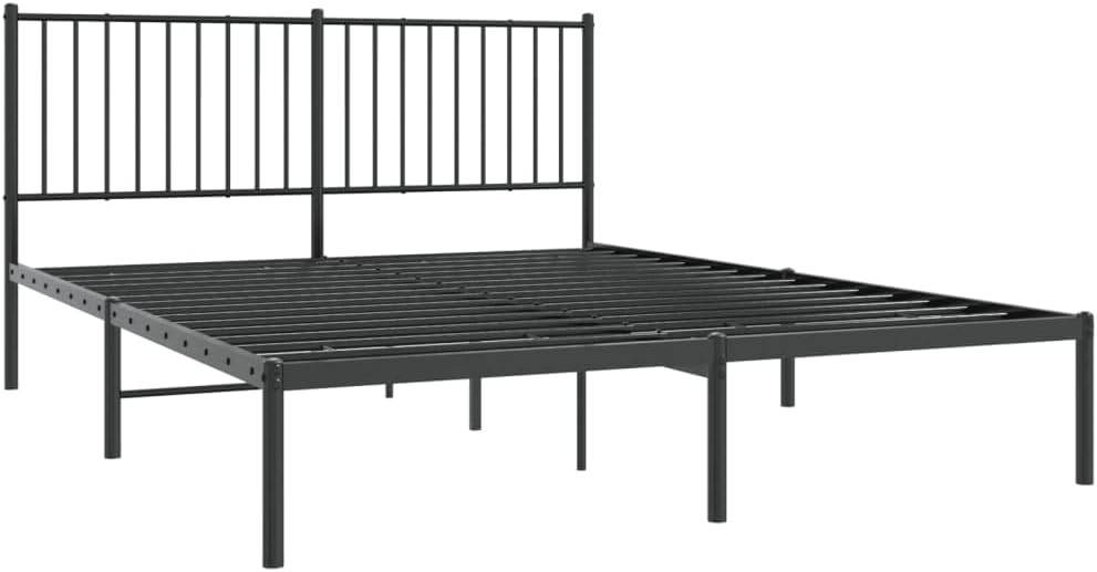 TALCUS Set di mobili - Struttura letto in metallo con testiera, 160 x 200 cm, colore: Nero