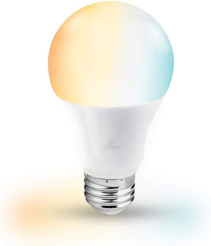 Globe Electric Wi-Fi Smart 10 Watt (60W Equivalent) Tunable White Dimmable Frosted Led Light Bulb, No Hub Required, Voice Activated, 2000K - 5000K, A19 Shape, E26 Base 34204