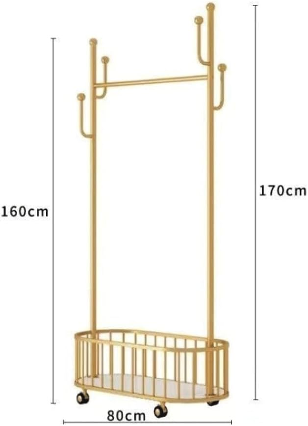 Generico Robusto Appendiabiti in Metallo con Carrello portabiancheria Mobile - Appendiabiti salvaspazio per Camera da Letto, Organizer per Biancheria Durevole per Una Facile conservazione e un'organi