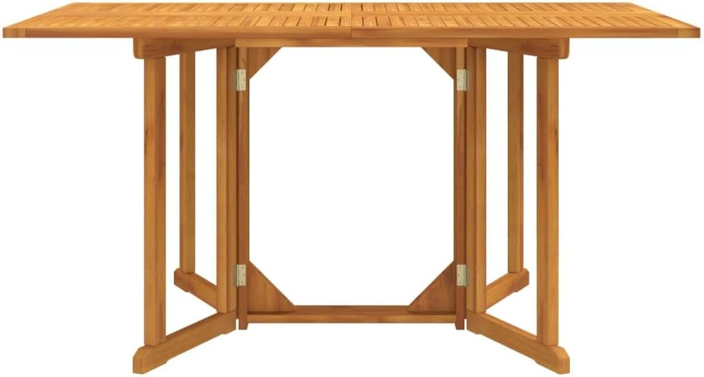 vidaXL Solid Teak Wood Folding Butterfly Garden Table - Versatile Outdoor Dining Furniture with Sturdy Tabletop and Foldable Design for Space Saving