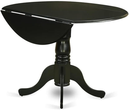 East West Furniture DLT-BLK-TP Dublin Modern Kitchen Table - a Round Dining Table Top with Dropleaf & Pedestal Base, 42x42 Inch, Black