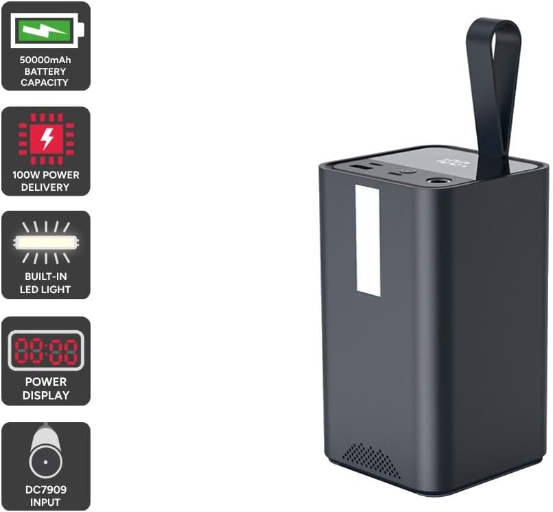 Kogan EnergyMax 50000mAh 100W PD Power Bank with Built-in LED Light - KAPBCMPN50A