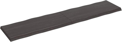 Solid Wood Tabletop Replacement, Dark Brown, 220 x 50 x (2-6) cm, Live Edge Design, Ideal for Kitchen Coffee Tavoli, Dining Tavoli, Oro Desktop Surfaces.