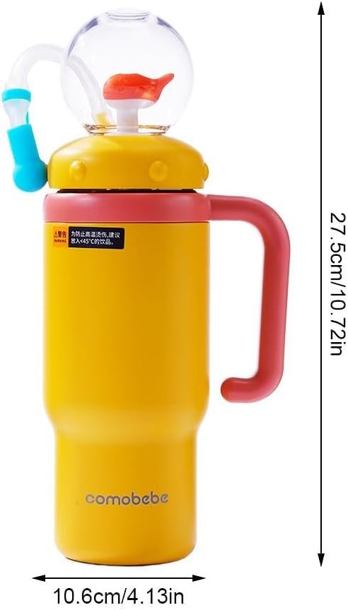 Fountain Tumbler Whale Fountain Tumbler with Handle Topper Squirts Water Bottle 24oz Stainless Steel, Two Lids, Spill-Proof,Silicone Straw,Dishwasher Safe,Portable Water Bottle for Kids, Teens,Adults