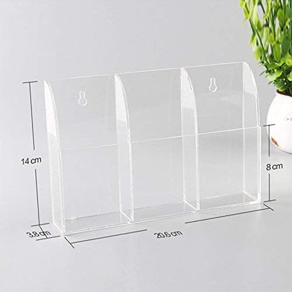 APSOONSELL Remote Control Holder Organizer Wall Mount Acrylic Tidy for Air Conditioner, TV Box, Stereo, 3 Slots