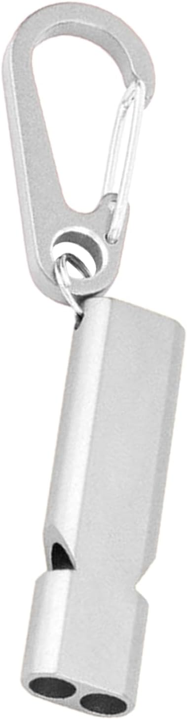 Survival Whistle, Safety Signal Tool, Camping Accessory, 120dB Double Tube Design, Lightweight Aluminum Build, 2-Pack, Thing For Hiking And Urgency Use, 2.09x0.55in