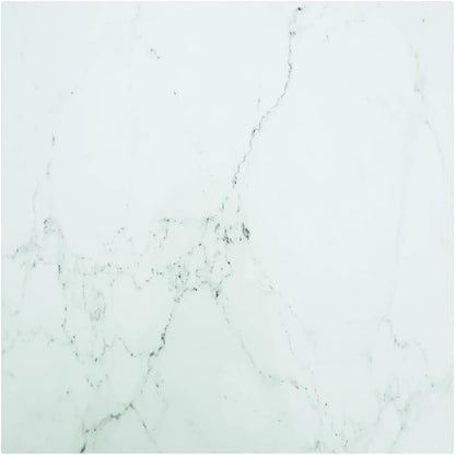 vidaXL Tempered Glass Table Top with Marble Design - 80x80 cm Square, 6mm Thickness - White - Modern Living Room and Dining Room Accent Furniture
