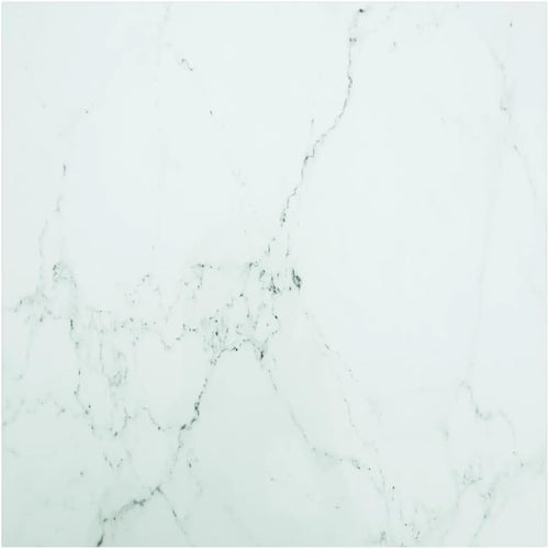 vidaXL Tempered Glass Table Top with Marble Design - 80x80 cm Square, 6mm Thickness - White - Modern Living Room and Dining Room Accent Furniture