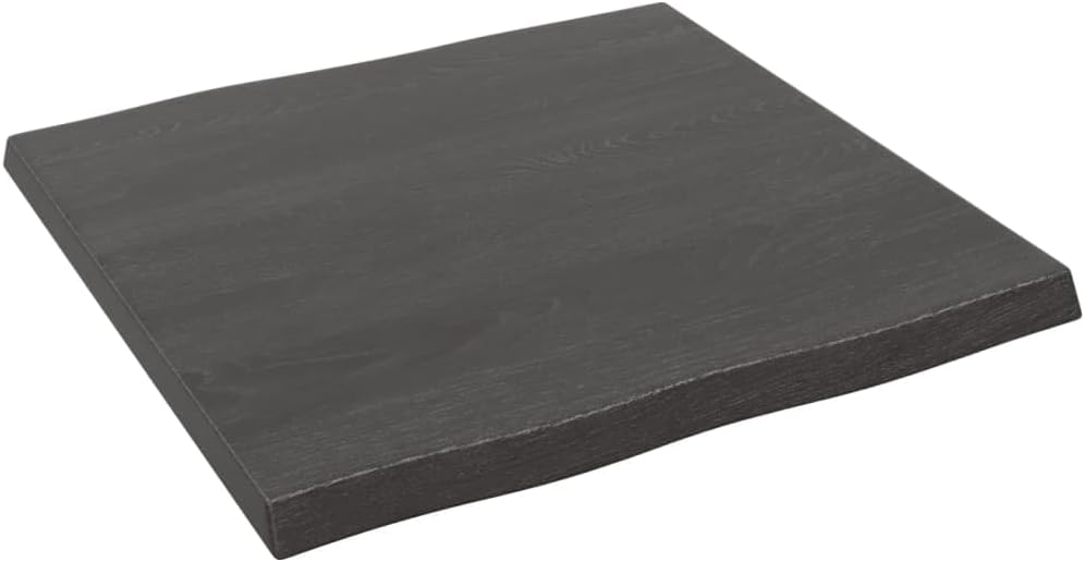Dining Table Top, Kitchen Restaurant Tabletop Replacement Tabletop Accessory Table Top Dark Grey 60x60x4 cm Treated Solid Wood Oak Live Edge