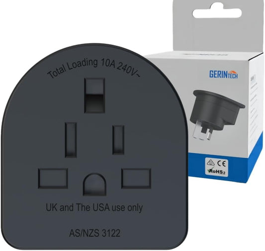Gerintech Travel Plug Adapter UK/US/JP/CA to Australia/NZ, Power Adapter US to AU (Black)