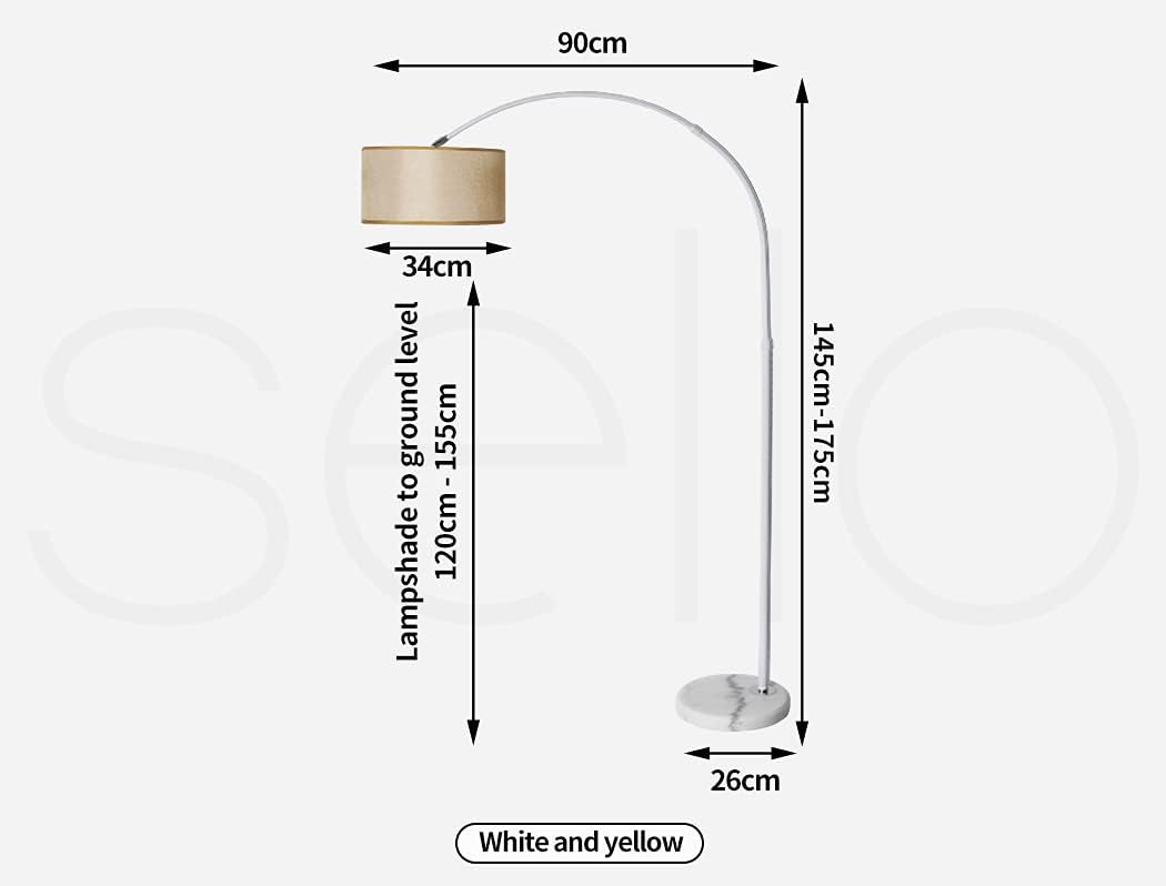 Emitto Modern LED Corner Arch Floor Lamp,Tall Study Standing Lamp for Living Room Bedroom Office,Kids Adult Bedside Reading Light,Home Decor Lighting,Adjustable,White Linen Shade,White Marble Base