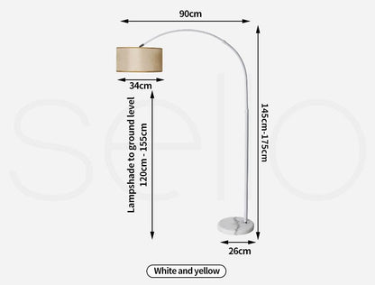 Emitto Modern LED Corner Arch Floor Lamp,Tall Study Standing Lamp for Living Room Bedroom Office,Kids Adult Bedside Reading Light,Home Decor Lighting,Adjustable,White Linen Shade,White Marble Base