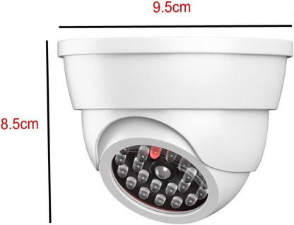 JZK 2 Dummy Fake Surveillance Security CCTV Dome Camera with LED Blinking Real Imitation for Home Security, White