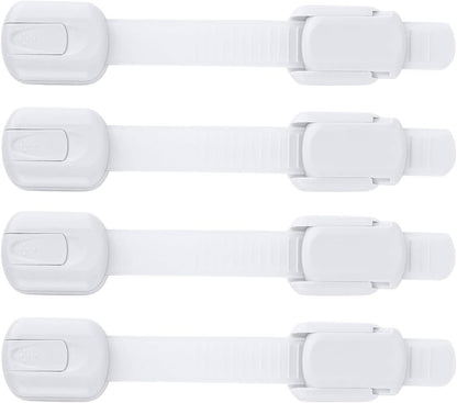 Child Safety Strap Locks (4 Pack) for Fridge, Cabinets, Drawers, Dishwasher, Toilet, 3M Adhesive No Drilling - by Jool Baby