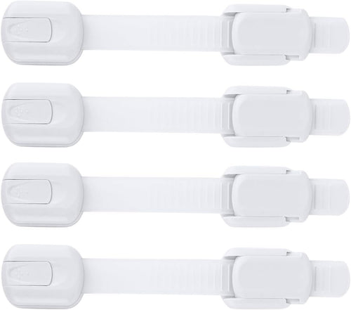 Child Safety Strap Locks (4 Pack) for Fridge, Cabinets, Drawers, Dishwasher, Toilet, 3M Adhesive No Drilling - by Jool Baby