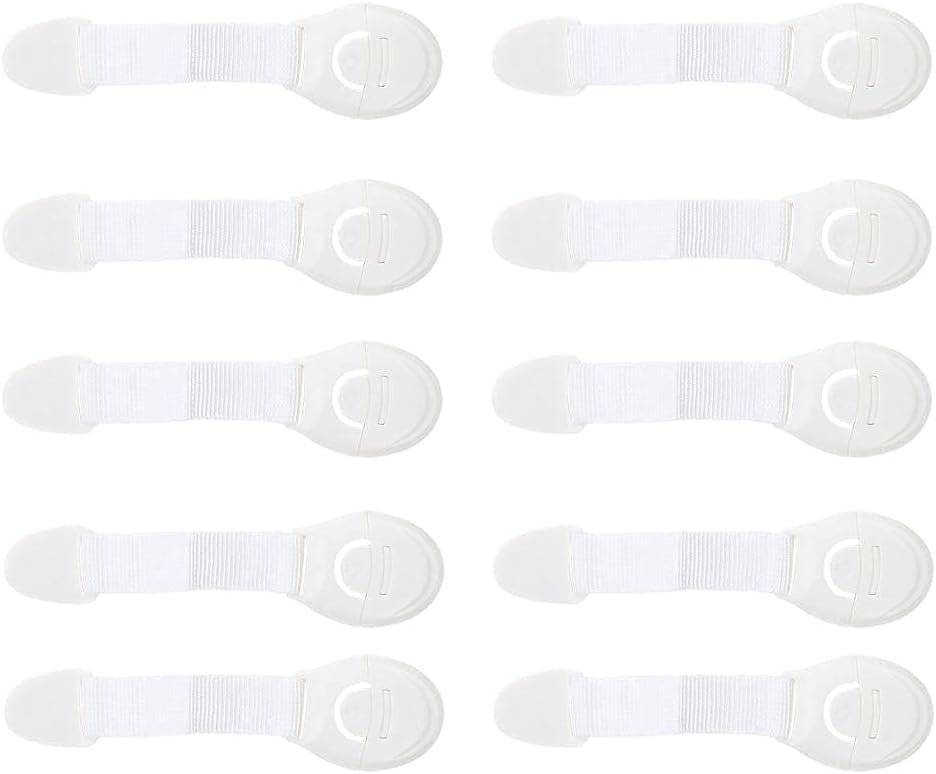 ZogeeZ Child Proof Cabinet Locks (10 Pack) Baby Proofing for Oven, Refrigerator, Cabinets, Drawers, Door, Toilet Lock, Extra Strong Kids Safety Adhesive - No Screws - 8"
