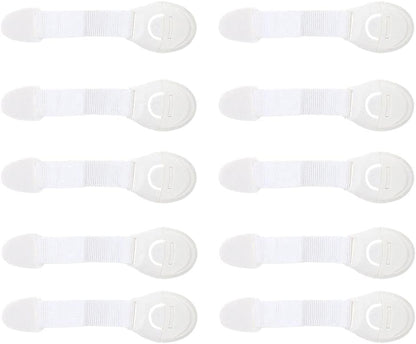 ZogeeZ Child Proof Cabinet Locks (10 Pack) Baby Proofing for Oven, Refrigerator, Cabinets, Drawers, Door, Toilet Lock, Extra Strong Kids Safety Adhesive - No Screws - 8"