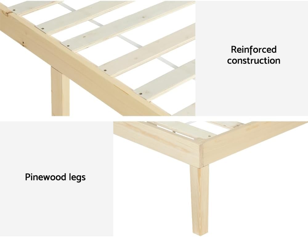 Artiss Single Bed Frame Platform Wooden Timber Frames Beds Base Bedroom Room Decor Home Furniture Oak for Kids, Toddler and Adult, Modern Design with Stable Legs and Storage Space Pine